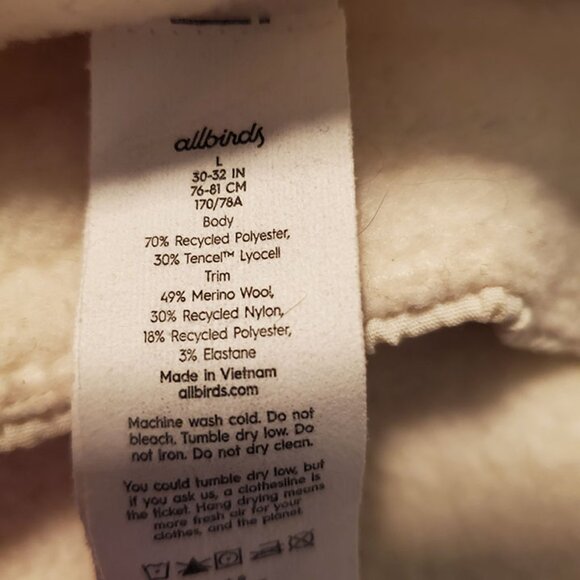 Allbirds Fluff Fleece pants Ivory L - Picture 7 of 8